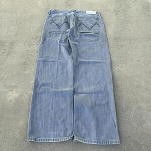 Vintage Baggy Gray Y2k Deep Pocket Denim Skater Punk Grunge Jeans 35x32
